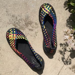 Rainbow Elastic Ballet Flats size 8.5 NWOT